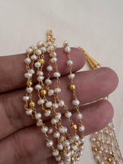 Gold polish Multi layer pearl bunch chain-Silver Neckpiece-CI-House of Taamara