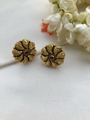 Gold polish antique round studds-Earrings-PL-House of Taamara