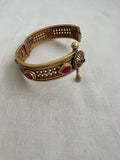 Gold polish bangle with ruby motifs (Single) - Screw type-Silver Bracelet-CI-House of Taamara