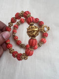 Gold polish beads & coral kada, pair-Silver Bracelet-CI-House of Taamara