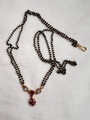 Gold polish black bead mangalsutra/tali style pendant chain-Silver Neckpiece-CI-House of Taamara