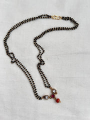 Gold polish black bead mangalsutra/tali style pendant chain-Silver Neckpiece-CI-House of Taamara