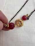 Gold polish black bead mangalsutra/tali style pendant chain-Silver Neckpiece-CI-House of Taamara