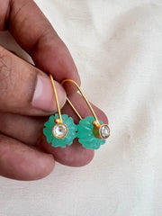 Gold polish blue chalcedony hangings-Earrings-CI-House of Taamara