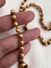 Gold polish blue & pink kemp stone pendant with gold beads chain-Silver Neckpiece-CI-House of Taamara