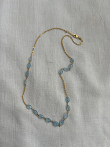 Gold polish chain with blue jade beads-Silver Neckpiece-CI-House of Taamara