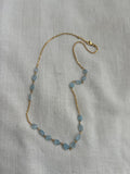 Gold polish chain with blue jade beads-Silver Neckpiece-CI-House of Taamara