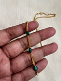 Gold polish chain with emerald beads-Silver Neckpiece-CI-House of Taamara