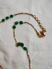 Gold polish chain with green onyx beads-Silver Neckpiece-CI-House of Taamara