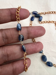 Gold polish chain with lapiz lazuli beads-Silver Neckpiece-CI-House of Taamara