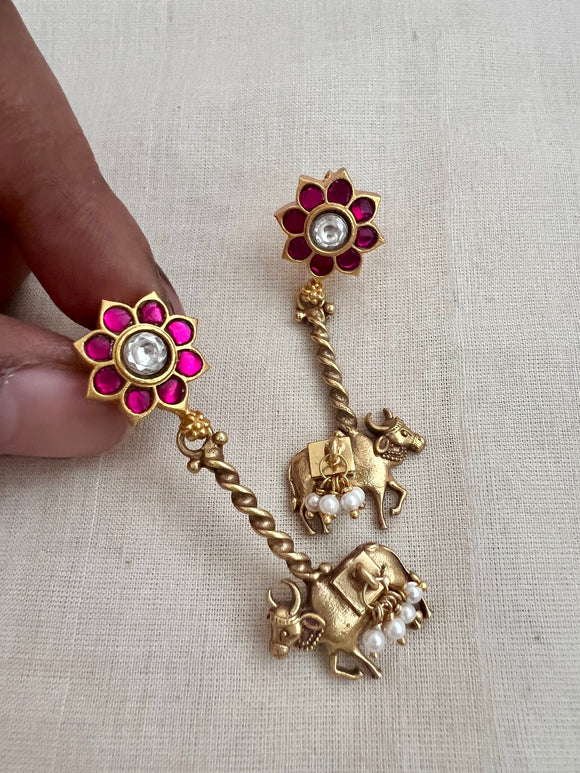 Gold polish cow hangings-Earrings-CI-House of Taamara