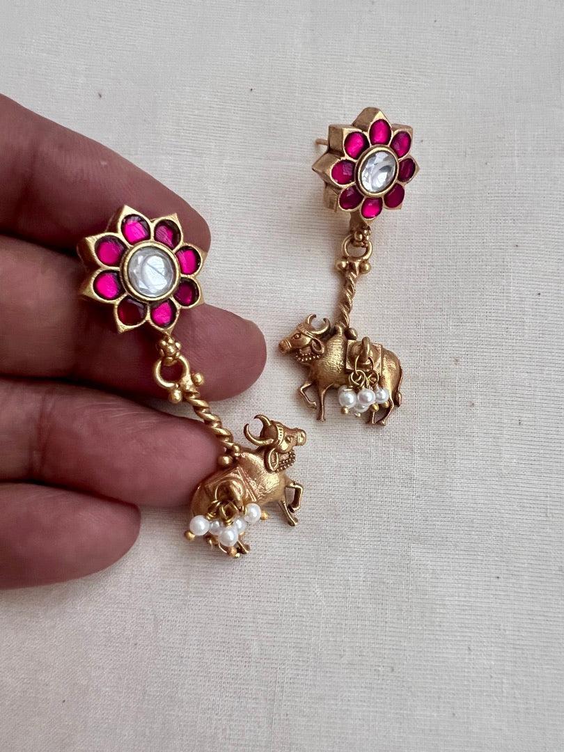 Gold polish cow hangings-Earrings-CI-House of Taamara
