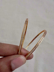 Gold polish cubic zircon bangles, PAIR-Silver Bracelet-CI-House of Taamara