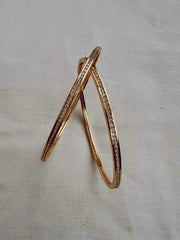 Gold polish cubic zircon bangles, PAIR-Silver Bracelet-CI-House of Taamara
