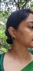 Gold polish emerald and labradorite stone studs-Earrings-CI-House of Taamara
