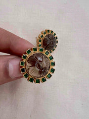 Gold polish emerald and labradorite stone studs-Earrings-CI-House of Taamara