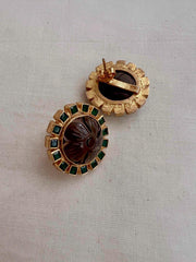 Gold polish emerald and labradorite stone studs-Earrings-CI-House of Taamara