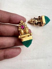 Gold polish emerald pyramid studs-Earrings-CI-House of Taamara