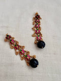 Gold polish emerald & ruby hangings with black onyx beads-Earrings-CI-House of Taamara