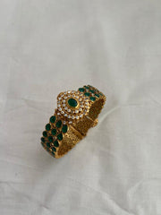 Gold polish emerald stones kada, 2.2-Silver Bracelet-CI-House of Taamara