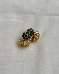 Gold polish emerald studs-Earrings-CI-House of Taamara