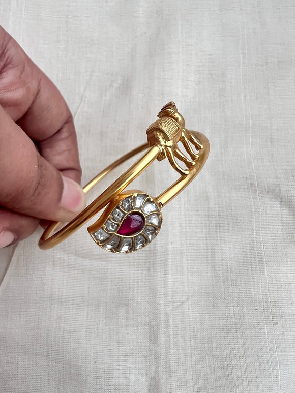 Gold polish flexible/adjustable kada-Silver Bracelet-CI-House of Taamara
