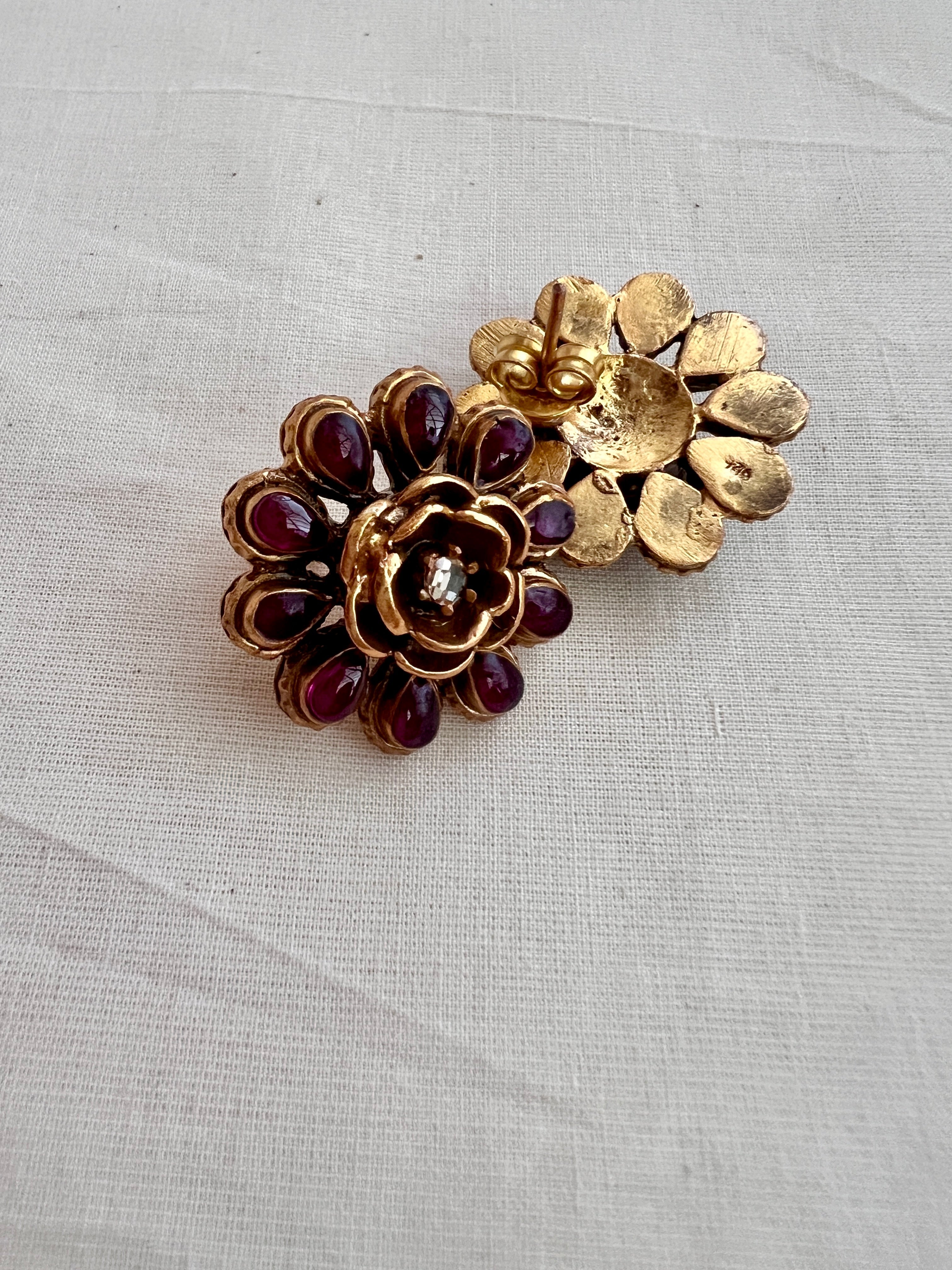 Gold polish flower studs-Earrings-CI-House of Taamara