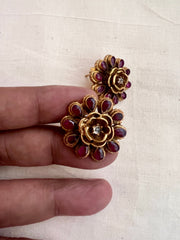 Gold polish flower studs-Earrings-CI-House of Taamara