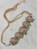 Gold polish fusion choker with stringed pearls and jade beads-Silver Neckpiece-CI-House of Taamara