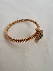 Gold polish golusu bangle with CZ & emerald stones, 2.5-Silver Bracelet-CI-House of Taamara