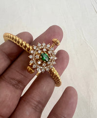 Gold polish golusu bangle with CZ & emerald stones, 2.5-Silver Bracelet-CI-House of Taamara