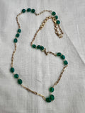 Gold polish green onyx beads chain-Silver Neckpiece-CI-House of Taamara