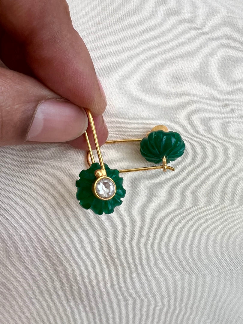 Gold polish green onyx hangings-Earrings-CI-House of Taamara