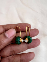 Gold polish green onyx hangings-Earrings-CI-House of Taamara