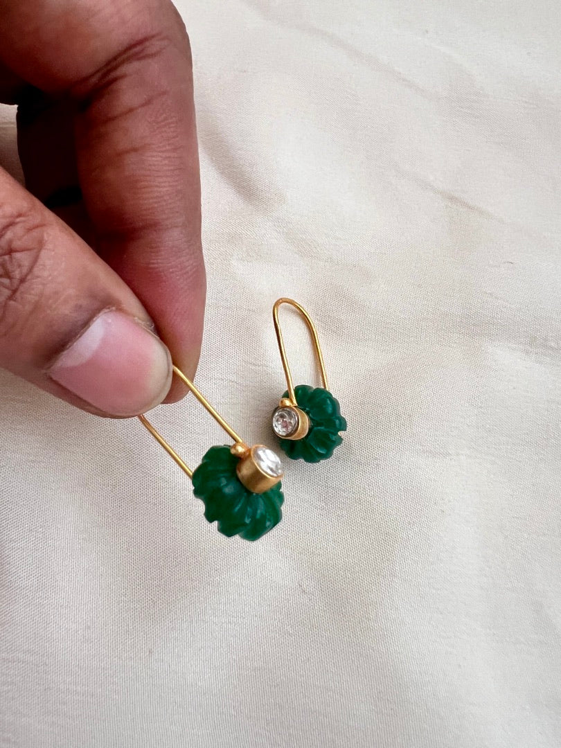 Gold polish green onyx hangings-Earrings-CI-House of Taamara