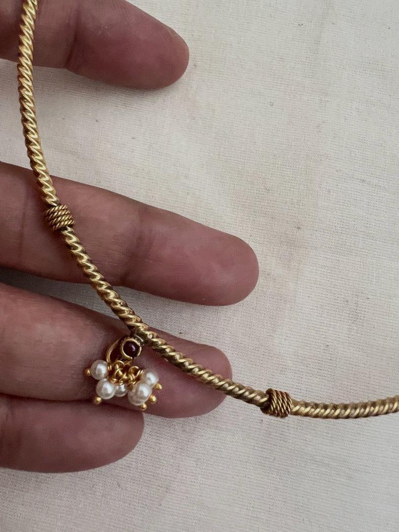 Gold polish hasli with pearls bunch-Silver Neckpiece-CI-House of Taamara