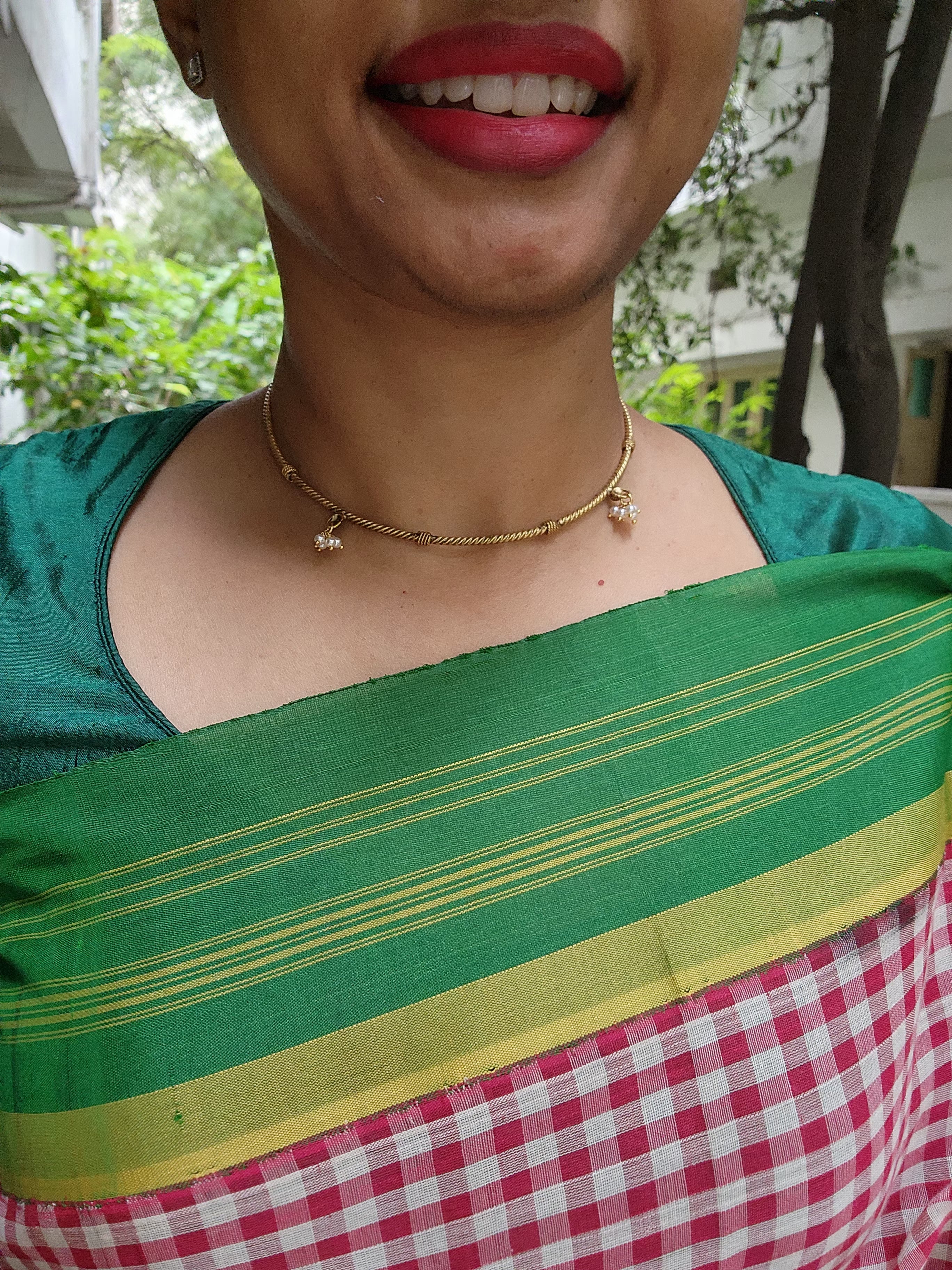 Gold polish hasli with pearls bunch-Silver Neckpiece-CI-House of Taamara