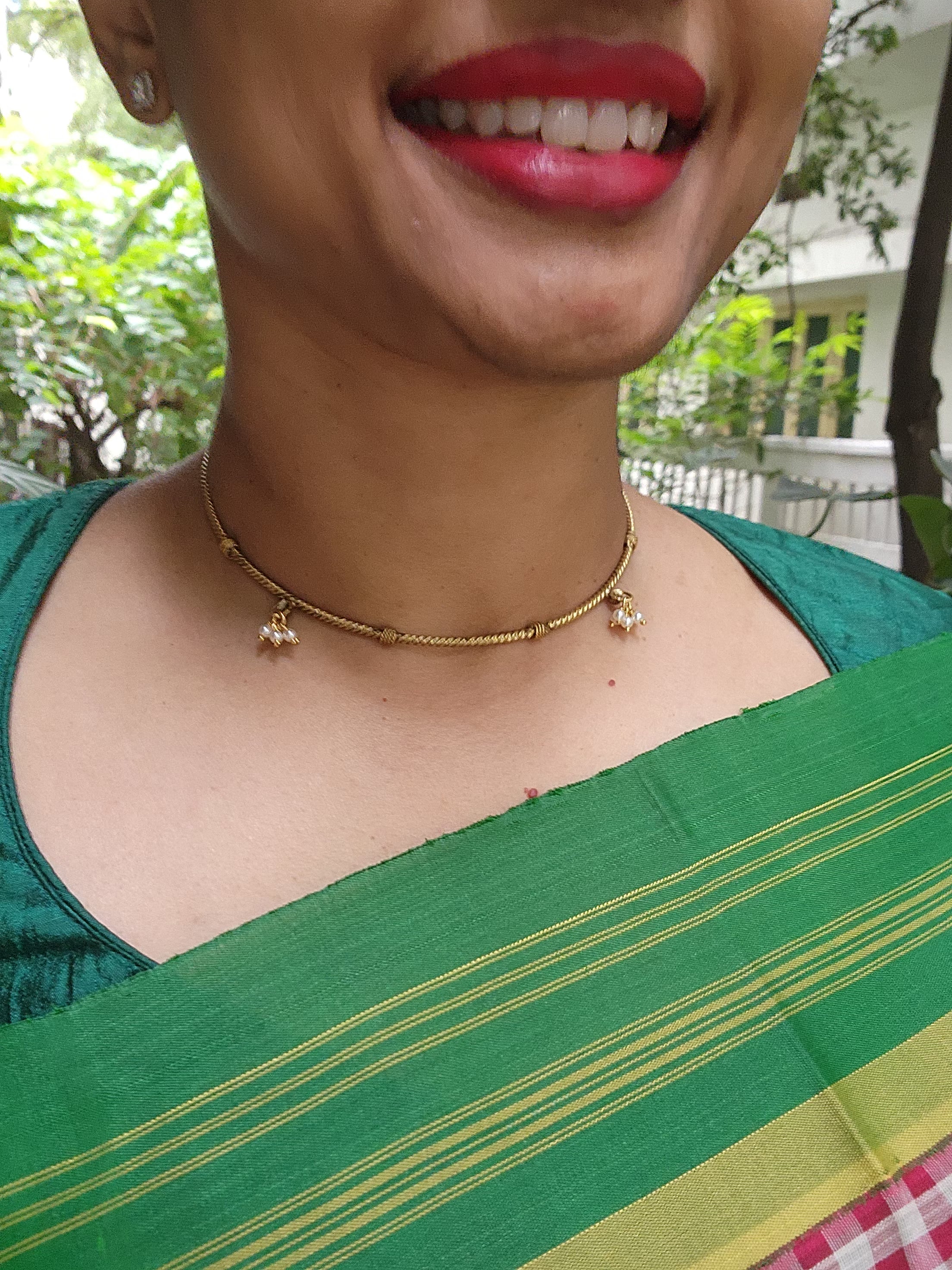 Gold polish hasli with pearls bunch-Silver Neckpiece-CI-House of Taamara