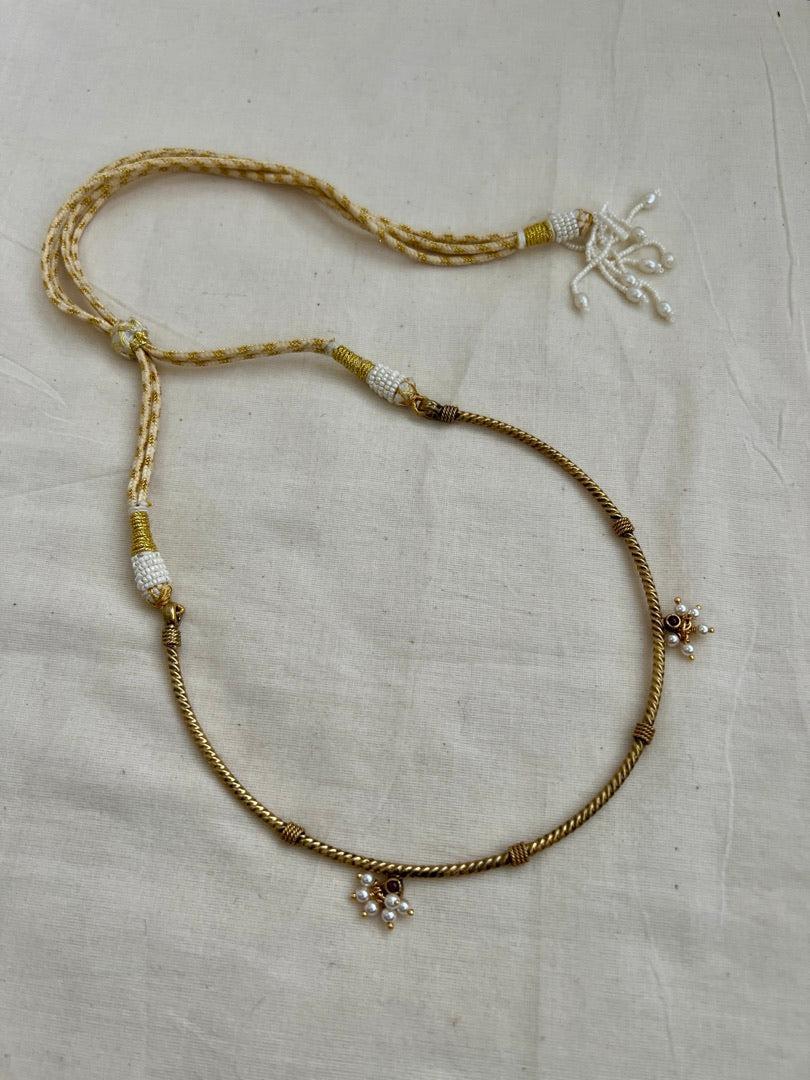 Gold polish hasli with pearls bunch-Silver Neckpiece-CI-House of Taamara