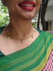 Gold polish hasli with ruby & pearls bunch-Silver Neckpiece-CI-House of Taamara