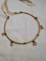 Gold polish hasli with ruby & pearls bunch-Silver Neckpiece-CI-House of Taamara