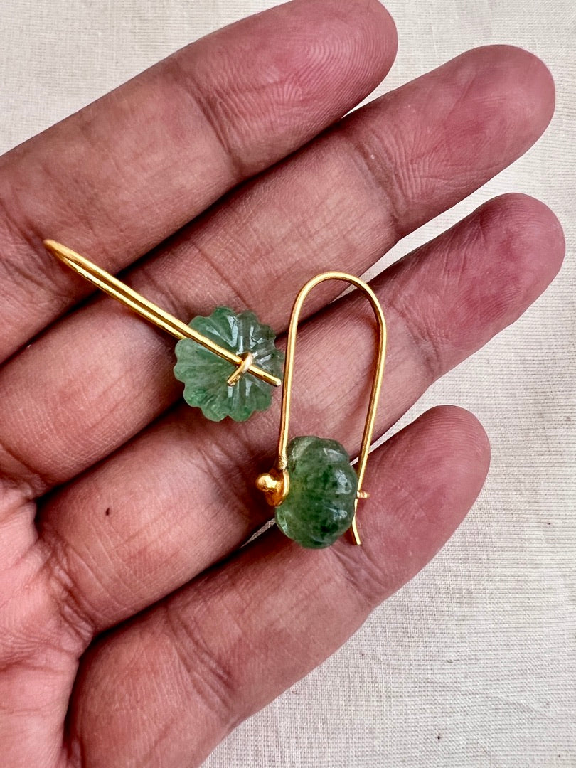 Gold polish jade bead hangings-Earrings-CI-House of Taamara