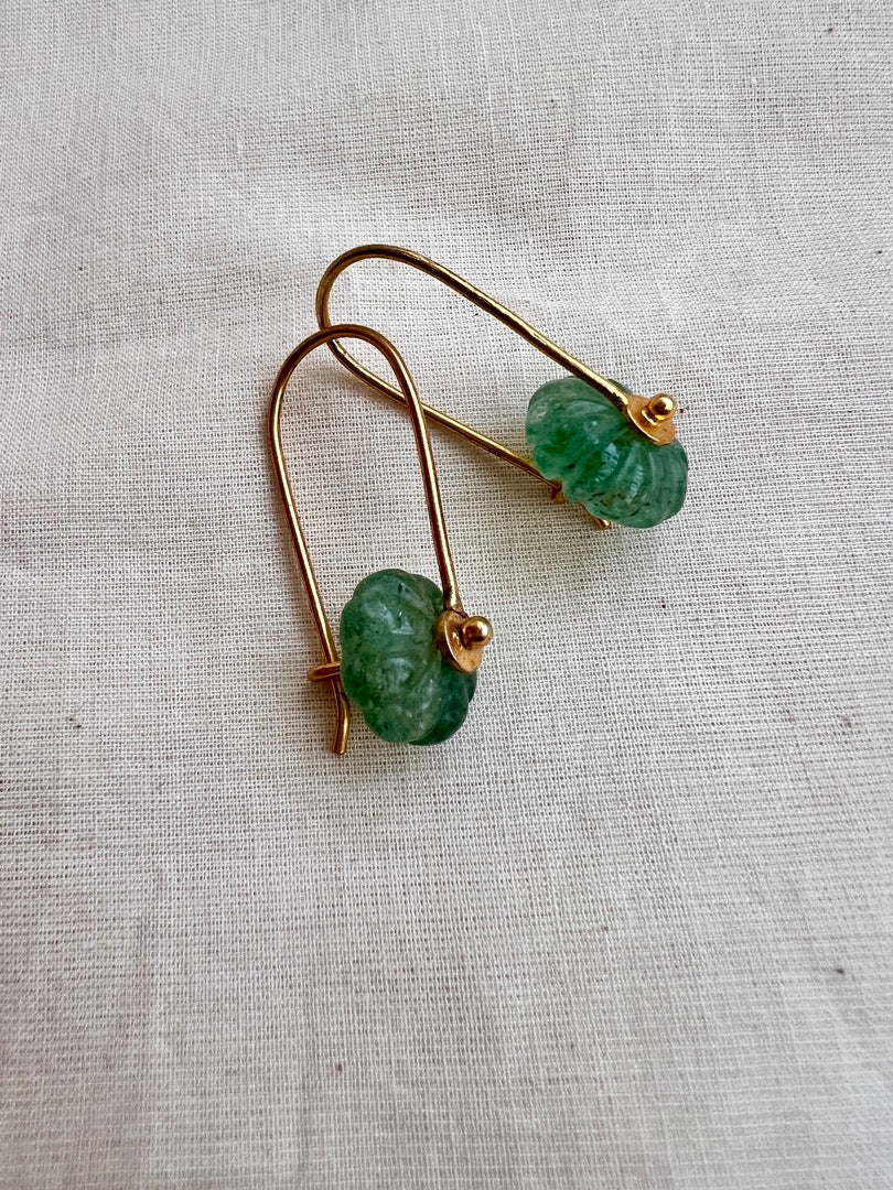 Gold polish jade bead hangings-Earrings-CI-House of Taamara