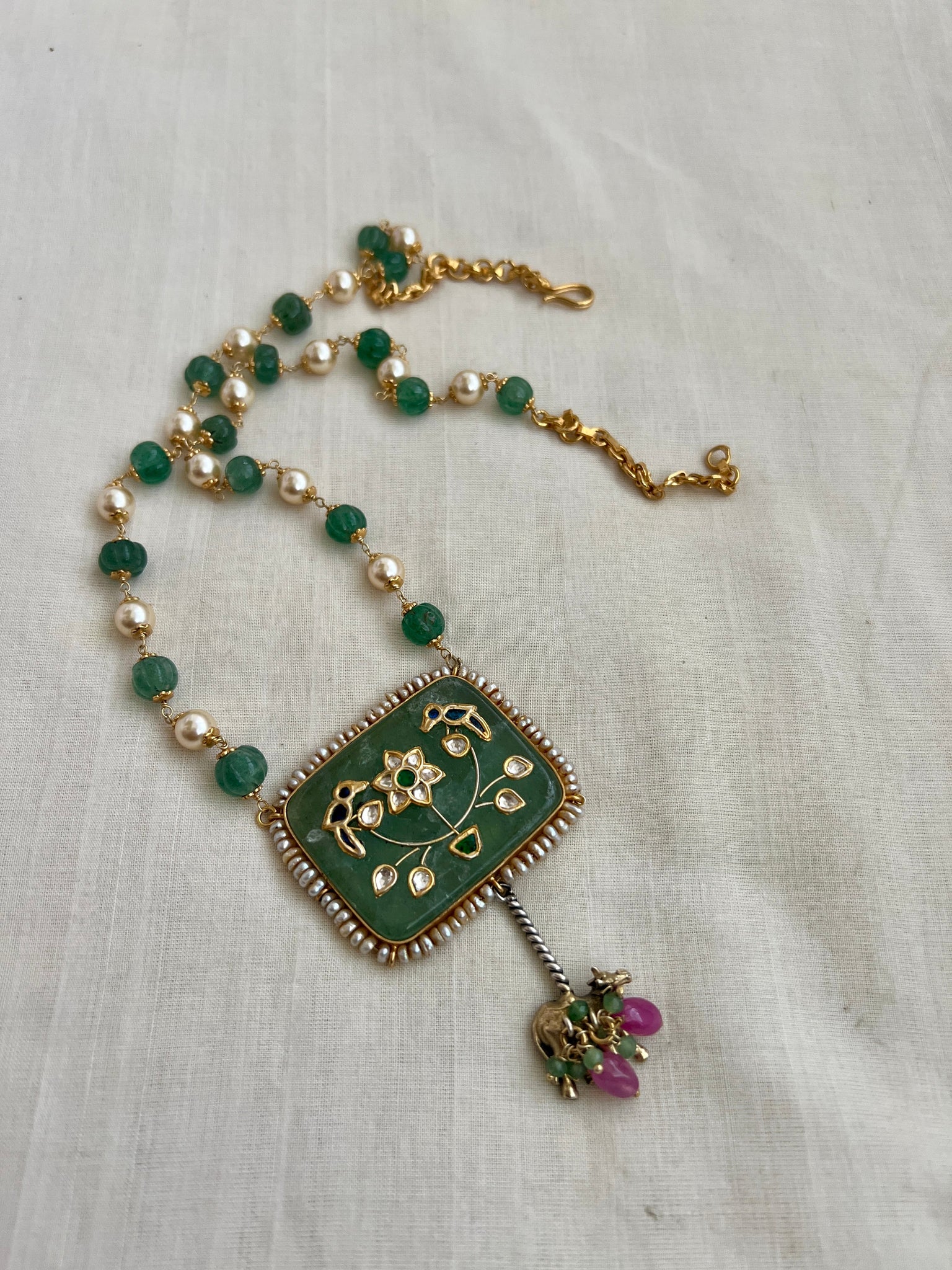 Light Green Jade Bead Necklace Fashion Accessories Men Women - Temu