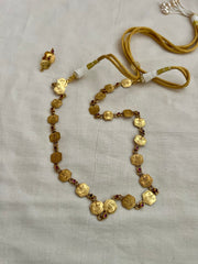 Gold polish kasumala necklace with earrings, SET-Silver Neckpiece-CI-House of Taamara