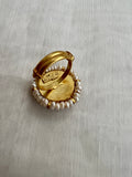 Gold polish kemp flower with pearls, adjustable ring-Finger Ring-CI-House of Taamara