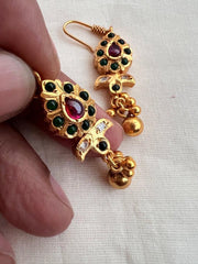 Gold polish kemp pink & green hook earrings-Earrings-CI-House of Taamara