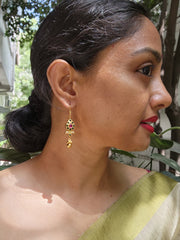 Gold polish kemp pink & green hook earrings-Earrings-CI-House of Taamara