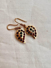 Gold polish kemp pink & green mango hook earrings-Earrings-CI-House of Taamara