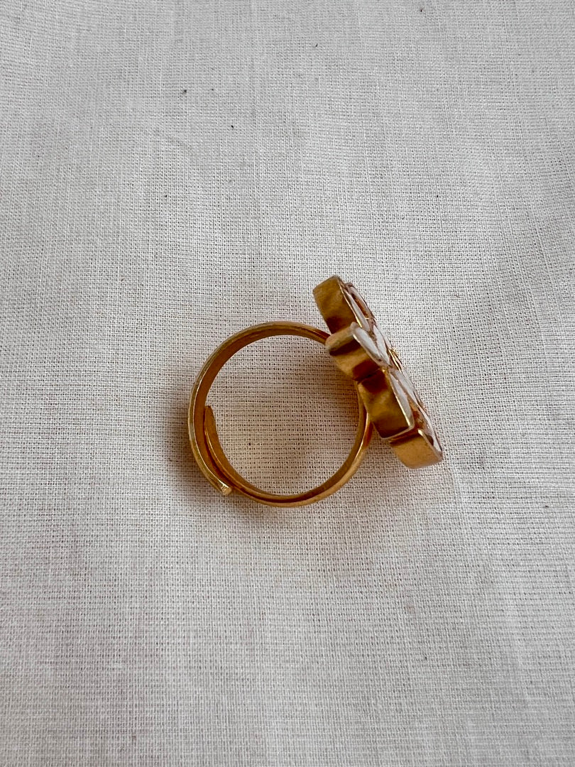 Gold polish kundan adjustable ring-Finger Ring-CI-House of Taamara